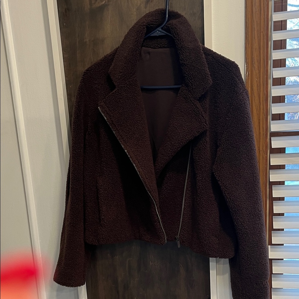 lululemon athletica Dark Brown sherpa moto style Jacket